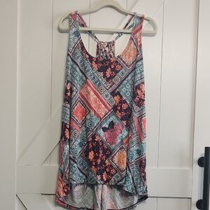 Maurices Asymmetrical Pink and Blue Sleeveless Tank